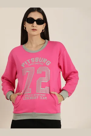 Dillinger Women Pink Printed Oversized Sweatshirt