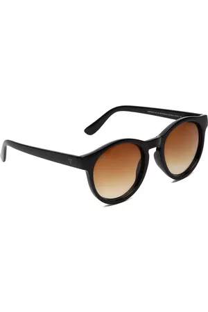 Sunnies Unisex Brown Lens & Black Round Sunglasses with UV Protected Lens -016-C3