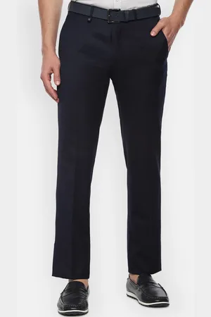 V Dot Men Navy Blue Slim Fit Trousers