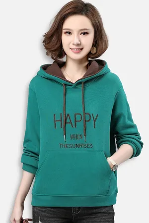 JC Collection Women Green Printed Hooded Sweatshirts