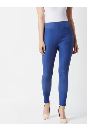 Miss Chase Women Blue Solid High-Rise Skinny Fit Jeggings