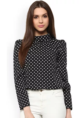La Zoire Women Black & White Polka Dot Printed Top