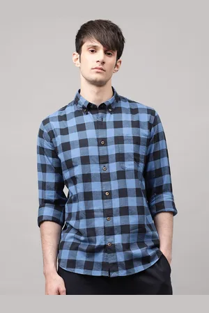 Matinique Men Blue & Black Buffalo Checked Casual Shirt