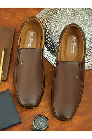 John Karsun Men Brown Solid Formal Slip-Ons