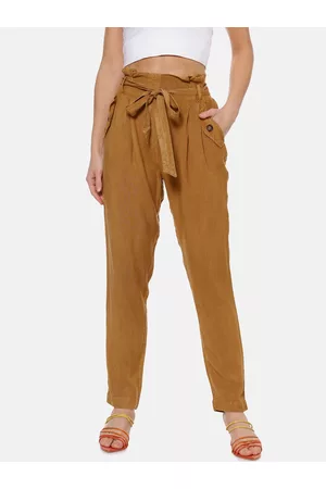 Campus Women Brown Solid Peg Trousers