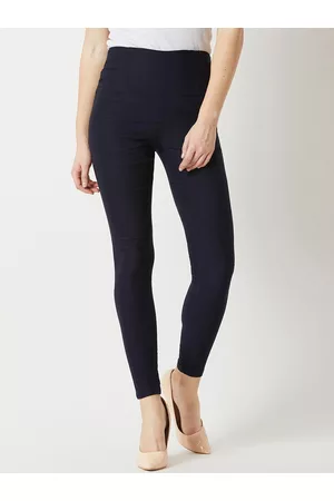 Miss Chase Women Navy Blue Solid Relaxed-Fit High-Rise Jeggings