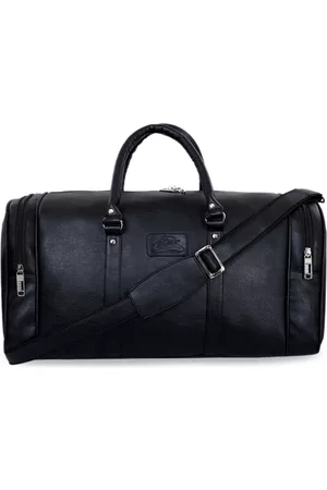 Leather World Unisex Black Solid Large Duffel Bag