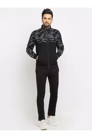 WILD WEST Black & Grey Camouflage Printed Tracksuit