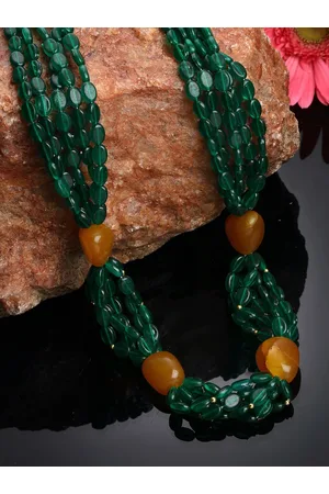 DUGRISTYLE Gold-Plated & Green Sterling Silver Necklace