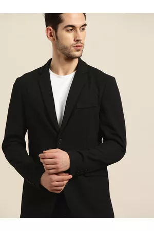 Invictus Men Black Textured Single-Breasted Smart Casual Blazer