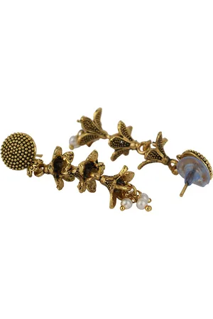 ANIKAS CREATION Gold-Plated Handcrafted Drop Earrings