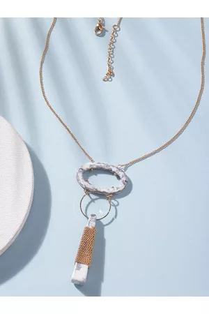 DEEBACO Rose Gold & Grey Rose Resin Necklace