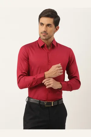 SOJANYA Men Maroon & Navy Blue Micro Prints Pure Cotton Classic Formal Shirt