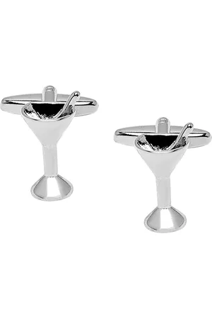 Bodha Silver-Toned Quirky Love Cocktail Glass Design Cufflink