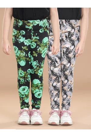 StyleStone Girls Pack of 2 Printed Cotton Regular Fit Jeggings