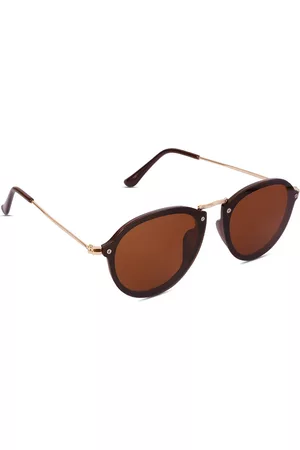 Sunnies Unisex Brown Lens & Brown Round Sunglasses with Polarised and UV Protected Lens