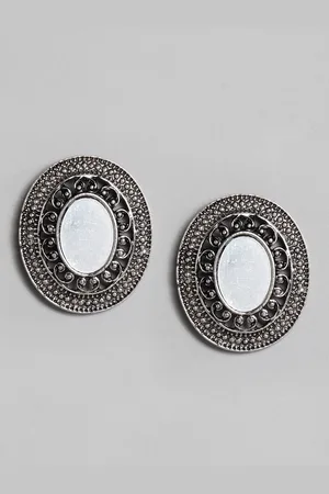 justpeachy Silver-Toned Spherical Studs
