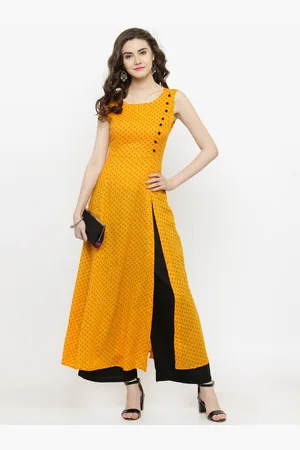 Sera Women Yellow & Black Printed Kurta with Palazzos