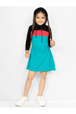 naughty ninos Girls Blue Colourblocked A-Line Dress