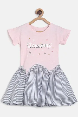MINI KLUB Girls Pink Printed Fit and Flare Dress