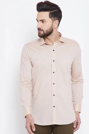 Duke Men Beige Regular Fit Solid Casual Shirt