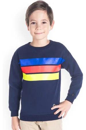 Cherry Crumble Unisex Kids Navy Blue & Yellow Striped Sweatshirt