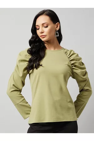 Rare Fashion Green Solid Polyester Top