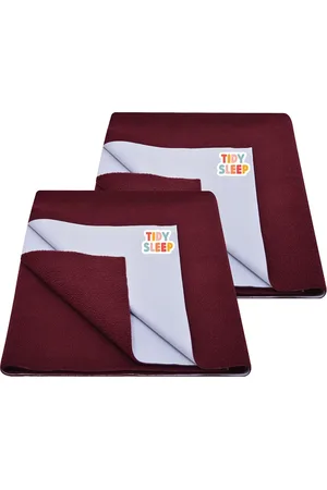 TIDY SLEEP Kids Set Of 2 Maroon Water Proof Mattress Protector