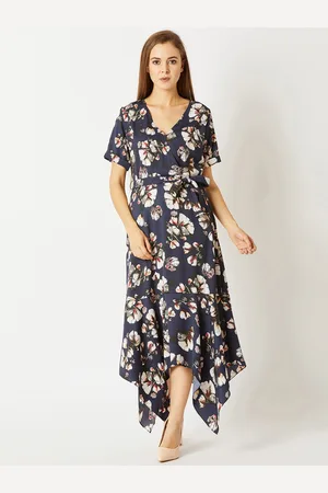 Miss Chase Women Navy Blue Printed Maxi Dress