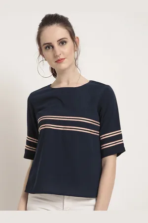 Rare Fashion Women Navy Blue Striped Top