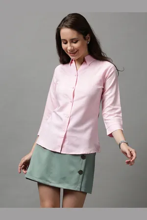 SHOWOFF Women Pink Slim Fit Casual Shirt