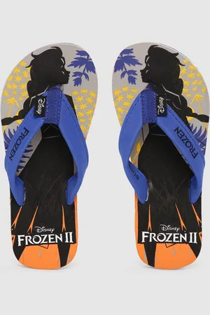 toothless Girls Grey & Black Frozen Printed Rubber Thong Flip-Flops