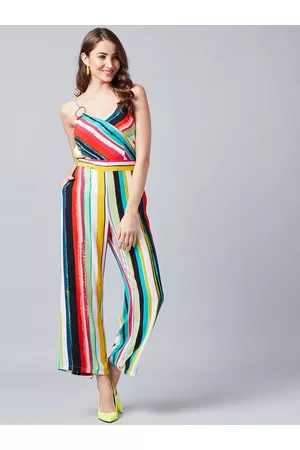 ATHENA Women Multicoloured Striped Basic Jumpsuit