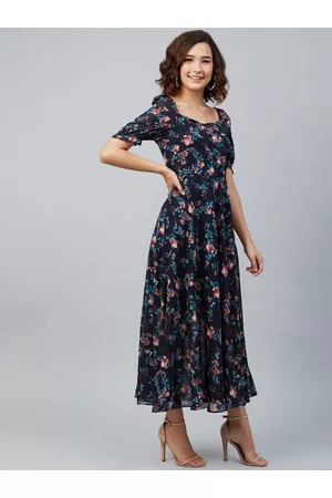 Rare Fashion Blue Floral Printed Maxi Dress