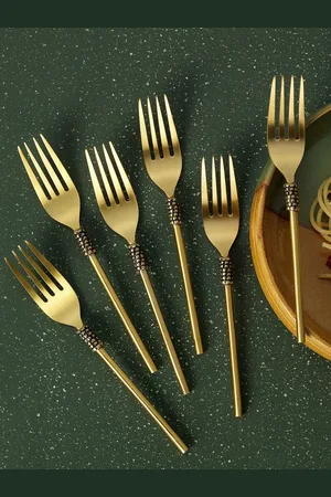 ellementry Set of 6 Gold-Toned Handcrafted Masai Forks