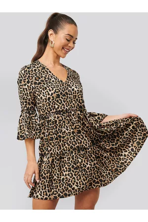 NA-KD Black & Beige Leopard A-Line Mini Dress