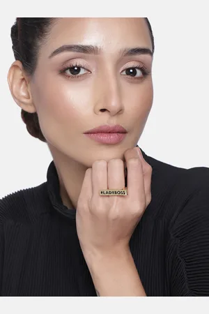 ESTELE Women Gold-Plated Adjustable Enamelled Ring