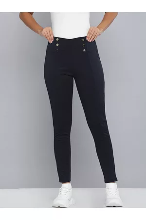 HERE&NOW Women Navy Blue Solid Treggings