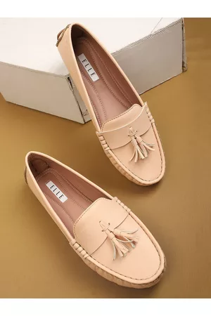 Elle Women Peach-Coloured Tassel Loafers