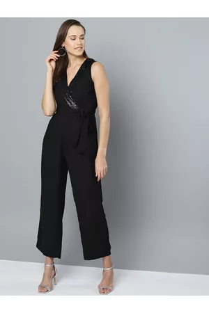 marie claire Women Black Solid Basic Jumpsuit