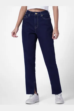 ONLY Women Blue Straight Fit High-Rise Low Distress Jeans