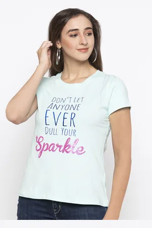 Globus Women Blue Printed Round Neck T-shirt