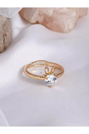 Joker & Witch Gold-Plated Rhinestone-Studded Bunny Hop Adjustable Finger Ring