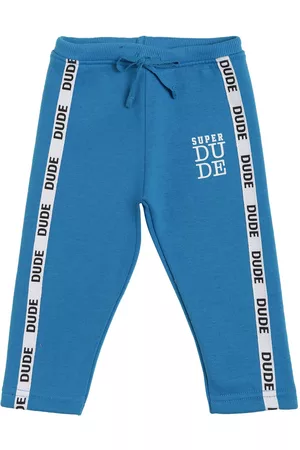 BodyCare Boys Blue Regular Fit Printed Cotton Track Pants