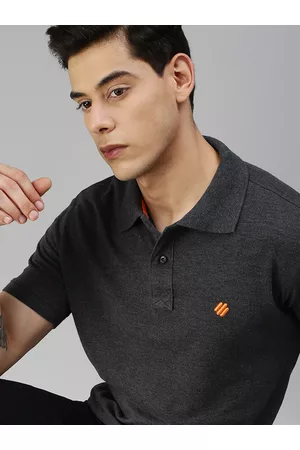 ONN Men Grey Solid Polo Collar T-shirt