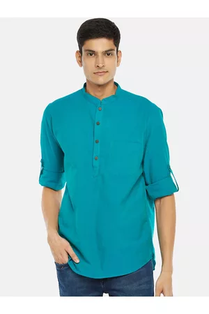 Pantaloons Men Turquoise Blue Kurta
