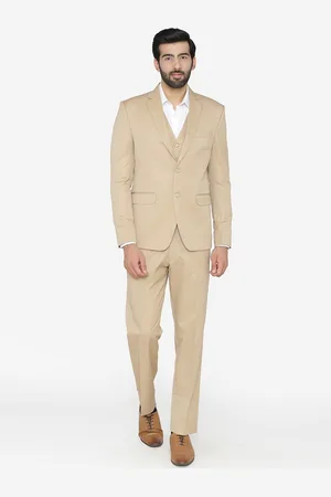 Wintage Men Beige Solid Single-Breasted Regular Fit Suit