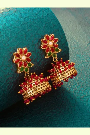 Aadita Gold-Toned & Gold-Plated Contemporary Jhumkas Earrings