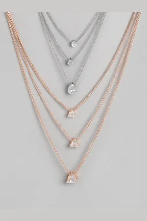 Kord Store Silver-Toned & Rose Gold Rose Gold-Plated Layered Necklace