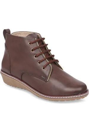 VALIOSAA Women Brown Solid Mid-Top Heeled Boots